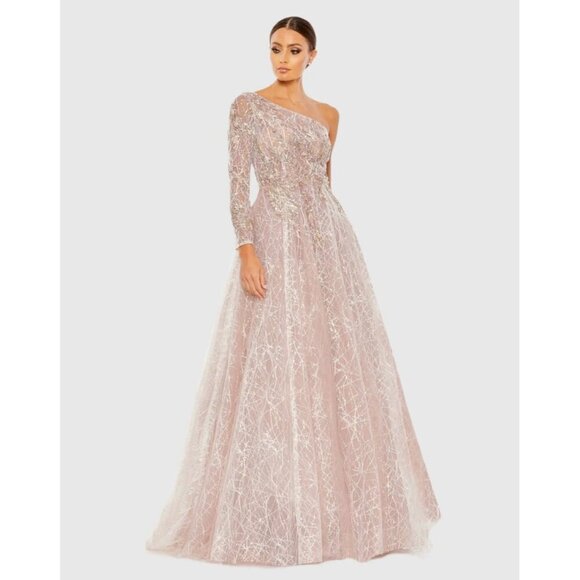 Mac Duggal Size 20 Pink 20232 Embroidered One Shoulder Ball Gown Formal Dress - Picture 1 of 11